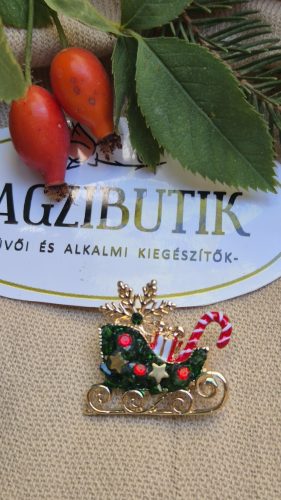 Mikulás szán kitűző