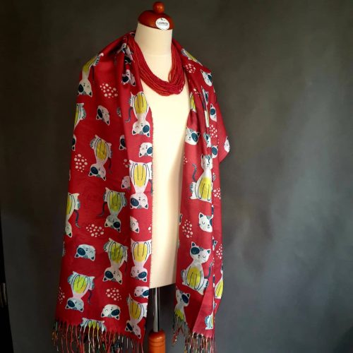 Cicás kasmír stóla, kendő, sál nagy méretben, kétoldalas kivitelben.