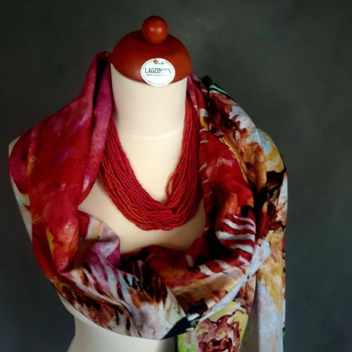 Cicás kasmír stóla, kendő, sál nagy méretben, kétoldalas kivitelben.