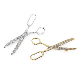 Olló bross, kitűző strasszokkal.