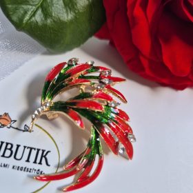 Piros paradicsommadár bross, kitűző.