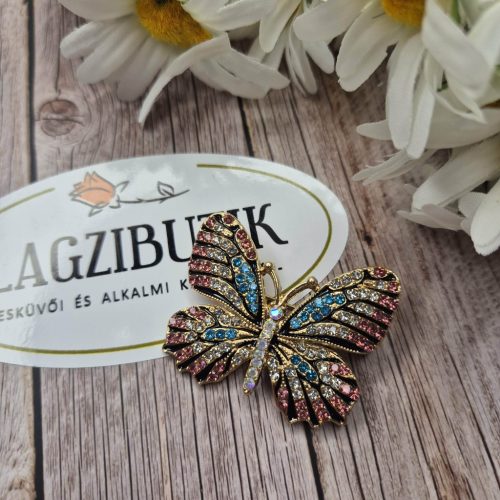 Pillangó bross színes kövekkel.