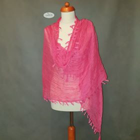 Pink bojtos sál, kendő.