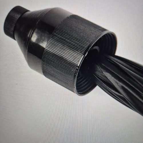 Piros-fekete nagy esernyő csepptokkal.