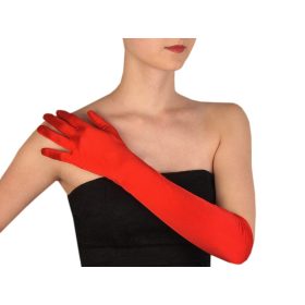 Piros szatén kesztyű