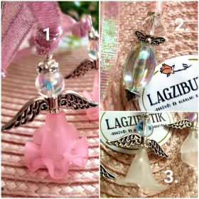   Angyalka porcelán szoknyában függődísz, aura gyönggyel.