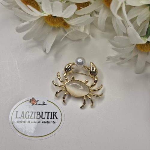 Rák bross, kitűző opál kővel.