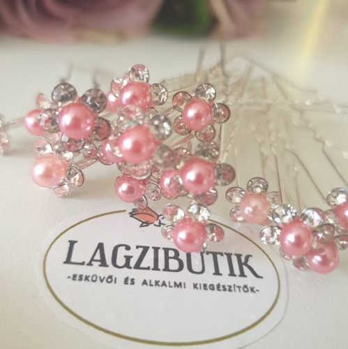 Rózsaszín, gyöngyös-strasszos betűző szett.