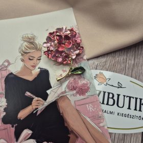 Rózsaszín hortenzia bross, kitűző.