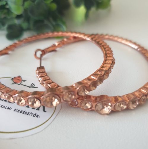 Rózsaarany, karika, köves fülbevaló.