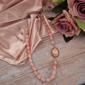 Rózsakvarc, egyedi ékszer-szett.