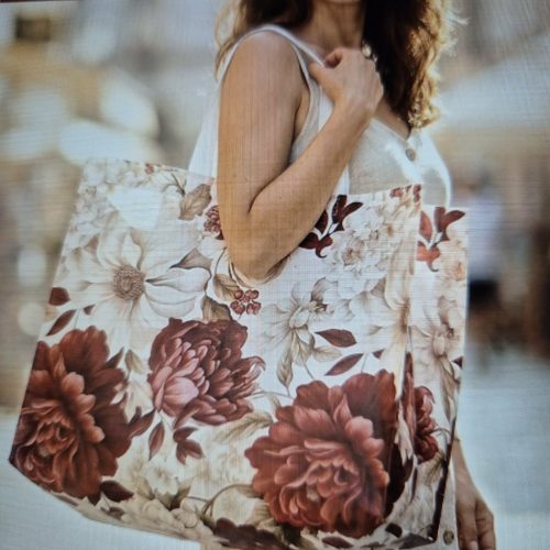 Virágos strandtáska, szatyor kétféle színben.