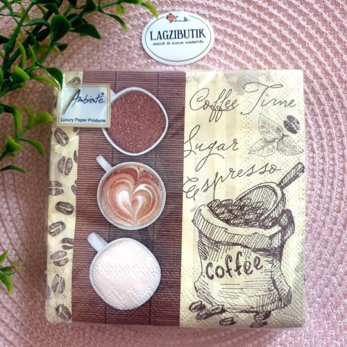 Coffee papírszalvéta, szalvéta, dekoráció.