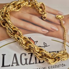 Széles, arany lánc karkötő, antiallergén.