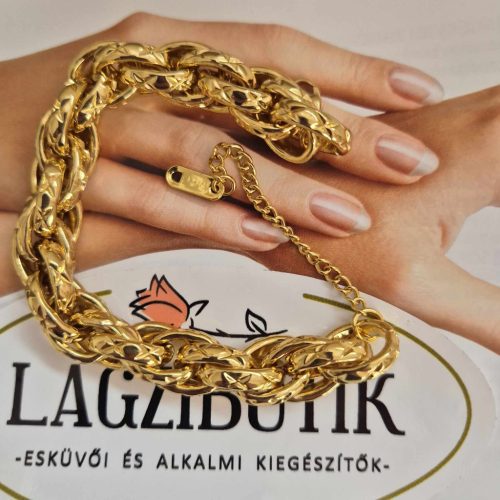 Széles, arany lánc karkötő, antiallergén.