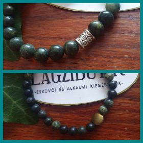   Férfikarkötő, méregzöld szerpentinből, kétféle vastagságban.