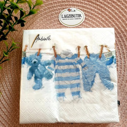 Babaruhás papírszalvéta rózsaszín/világoskék színben.