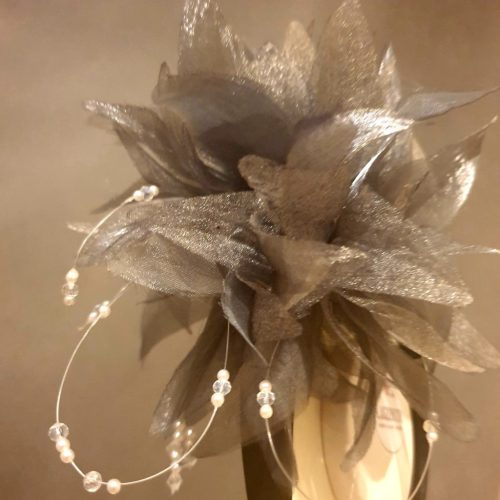 Szürke, alkalmi selyem hajpánt