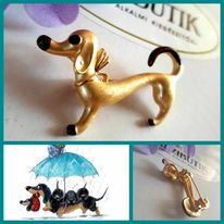 Tacskó kutyás bross, kitűző.