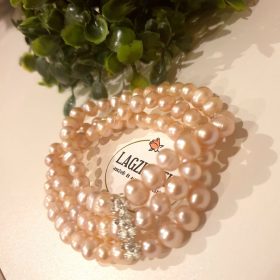 Púder színű, tenyésztett gyöngy karkötő-szett.