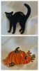 Halloween tök/fekete macska kitűző