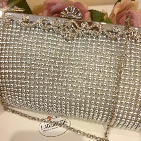 Ezüst strasszos táska