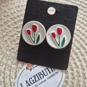 Lencse, tulipános fülbevaló.