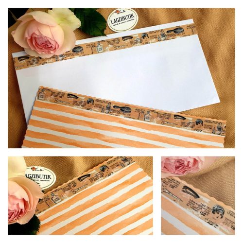 ,,Vintage" nőies díszboríték, pénzátadó boríték írható kártyával.