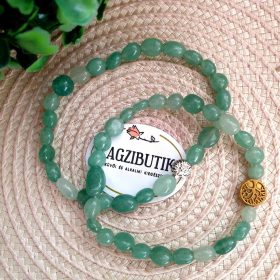 Zöld, aventurin ásványkarkötő, életfa köztessel.