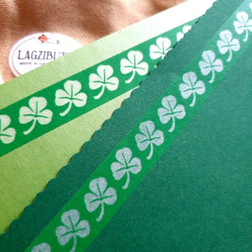 ,,Sok szerencsét" zöld díszboríték,  pénzátadó boríték, írható kártyával.