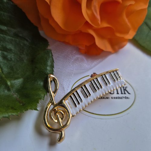 Zongora-violinkulcs bross, kitűző.